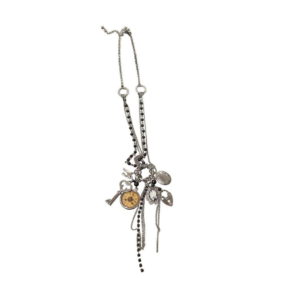 Black long gothic locket vintage style necklace